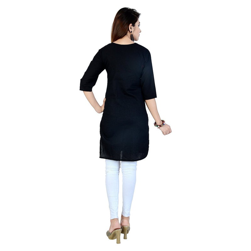 Chichi Women's Indian Plain Cotton Kurti Top, Black, XX-Large - Image 4